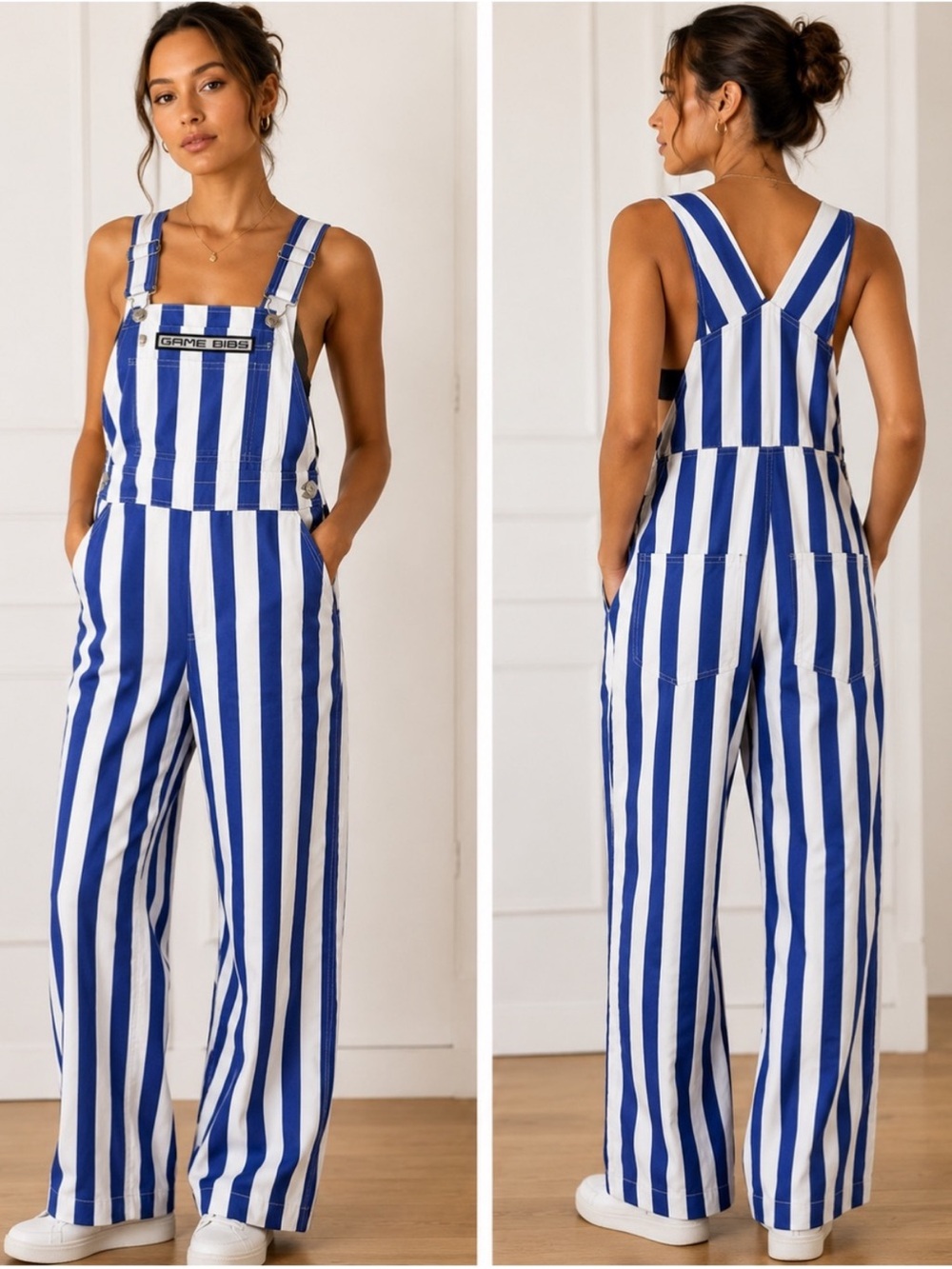 Game Bibs Royal Blue and White stripes XS